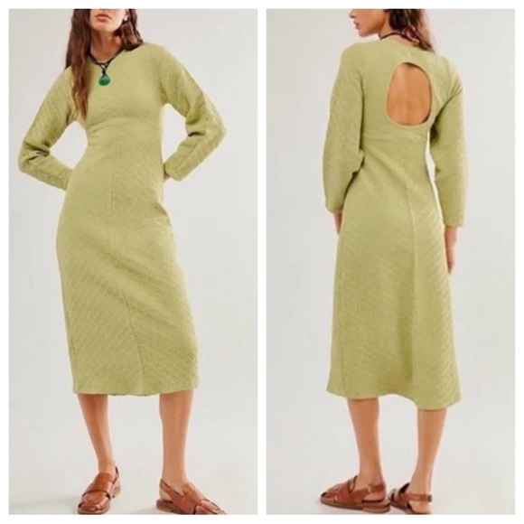 Free People Dresses & Skirts - New! Free people Gabby Seamless Midi Dress Green nwot 33499